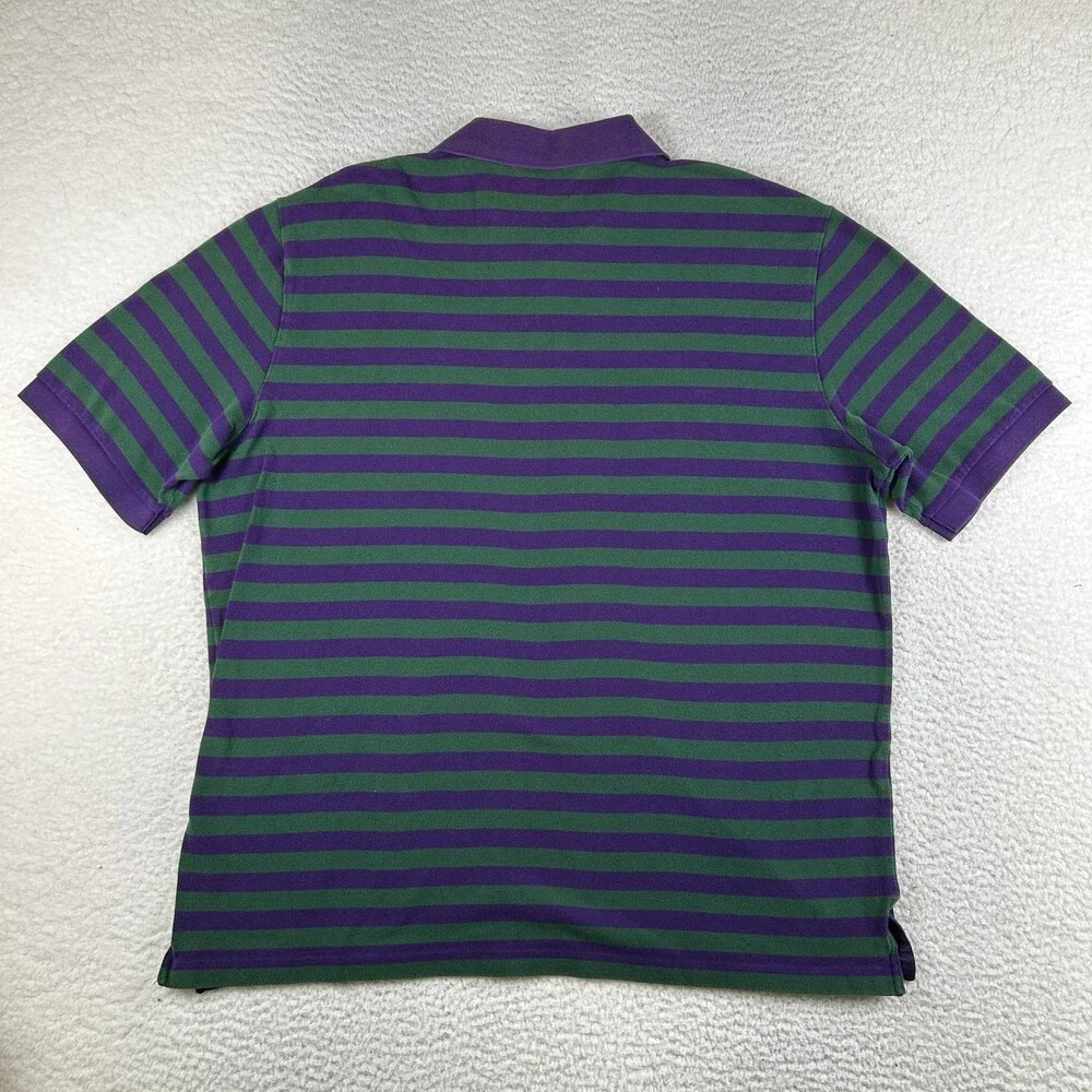 Polo Golf Ralph Lauren Shirt Mens XL Green Purple Striped Pima Cotton Peru Logo